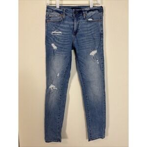 Aeropostale Mens Y2k Jeans 28x30 Athletic Skinny Light Wash Ripped Distressed
